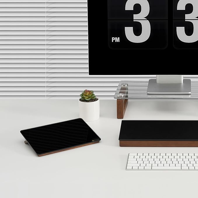 Black Glass Desk Whiteboard with Reversible Wood Stand, Small Portable Desktop Dry Erase White Board, Reusable Desk Notepad Easel 6.7"x9.5" for Office, Home, Kitchen, Marker&Eraser Included, Yeoux