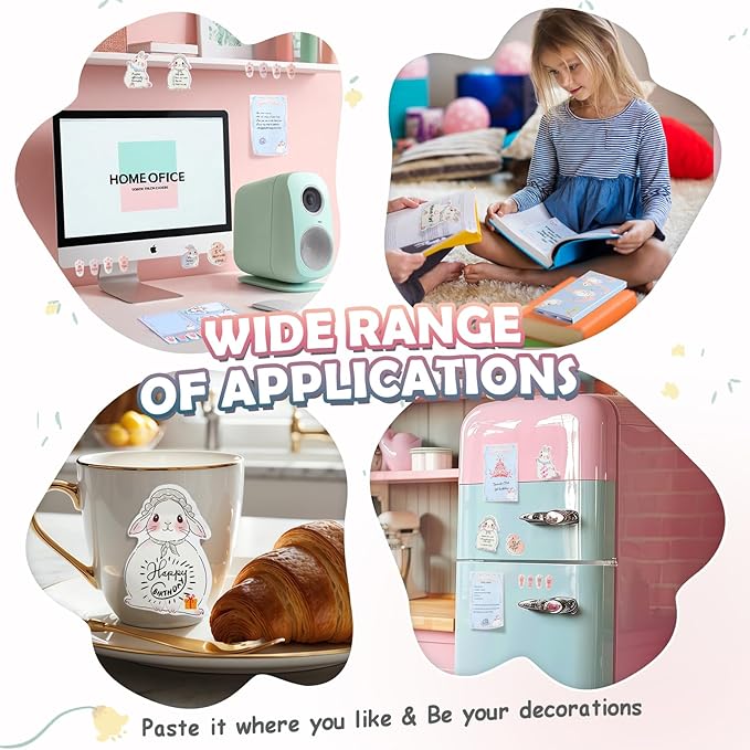 Hommie Cute Sticky Notes Set, Sticky Notes Set Planner Dividers, Easter Bunny Self-Stick Memo Pads with Animal Divider Tabs, Bundle Writing Designs for Office, School, Easter Party Supplies