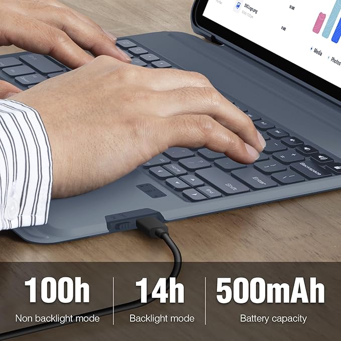 Nillkin iPad Air 13 inch Case Keyboard (M3,2025/M2,2024), Slide Camera Cover, iPad Pro 12.9 Protective Case with Backlit Wireless Detachable Keyboard, Multi-Touch Trackpad and Pencil Holder, Grey