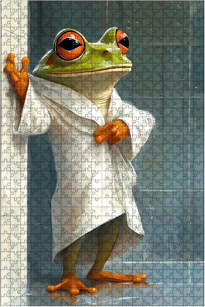 1000 Piece Wooden Frog Puzzle After Puzzle Bathroom for Kids & Parents Educational 29.5x19.7 Inch