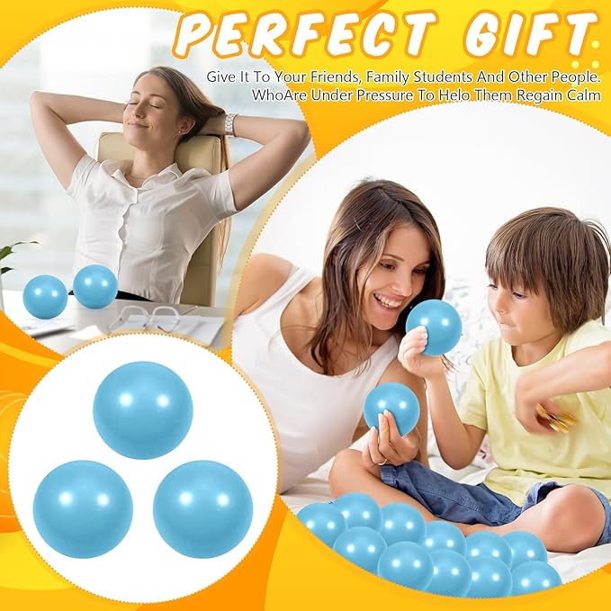 12 Pcs Light Blue Foam Stress Ball Squeeze Stress Relief Balls for Kids and Adults Hand Exercise Sensory Relief Toys for Anxiety ADHD Autism (Light Blue)