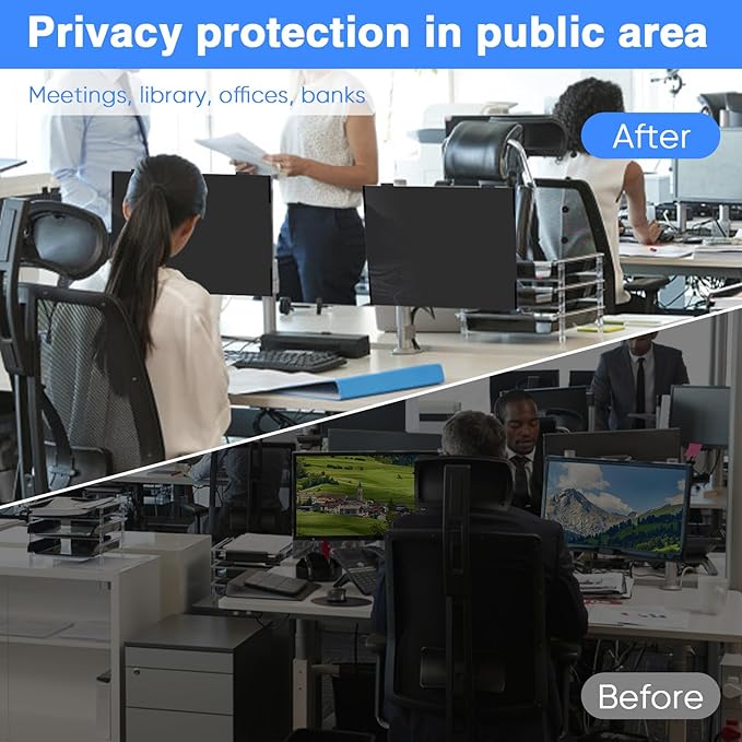 Magnetic Computer Privacy Screen 24 Inch, Removable Hanging Privacy Screen Shield for Frameless Monitor 16:9 Widescreen, Anti Blue Light Privacy Filter, Anti-Glare Protector