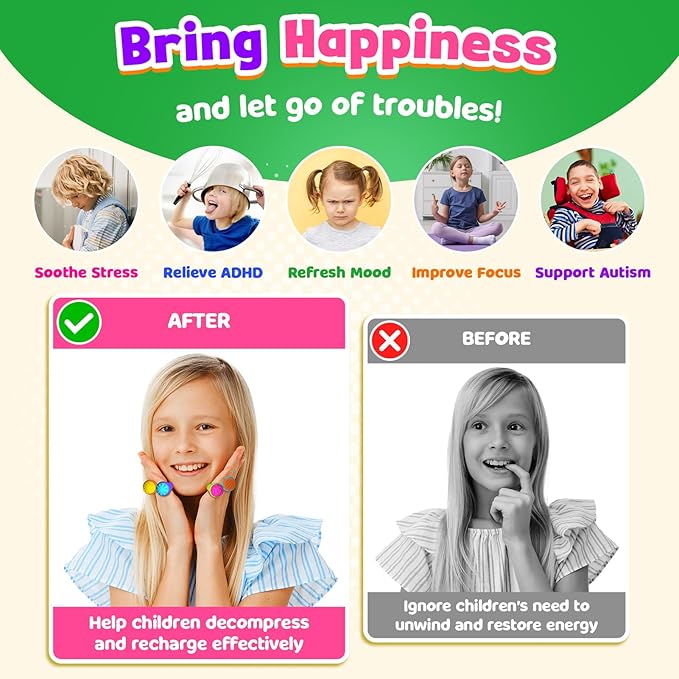 Fidget Toys Kids Sensory Rings: Textured Spinner Rings for Anxiety Relief - Sensory Toys for Autism ADHD Special Needs Classroom School - Prizes Bulk for Students Boys Girls