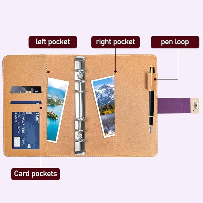 Refillable Password Book with Alphabetical Tabs & Lock, 7.5x5.5in, Hardcover Password Keeper Book of Internet Website, Password Notebook & Organizer for Home Office, w/Pockets, Purple