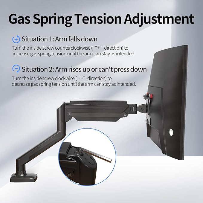 suptek Single Monitor Arm Mount for 13-32 inch, Adjustable Gas Spring Monitor Arm Desk Mount Stand for 4.4-19.8lbs, with VESA Mount 75x75/100x100mm