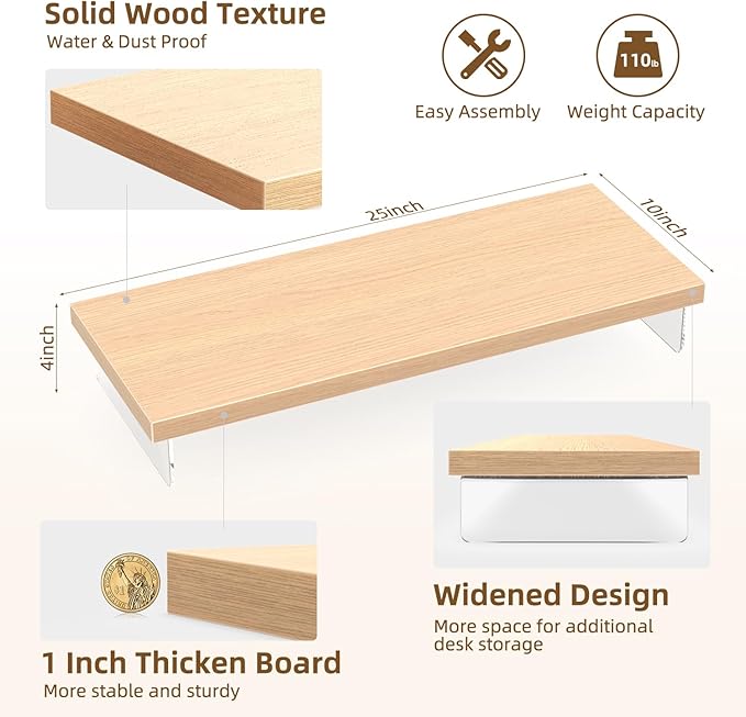 Monitor Stand Riser, Wood & Acrylic Computer Monitor Stand Desk Desktop Organizer Table For Home, Office Workspace, Laptop Riser, Printer, PC & TV Screen Riser