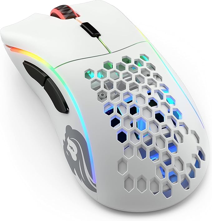 Glorious Model D- (Minus) Wireless Gaming Mouse - 67g Superlight Honeycomb Design, RGB, Ergonomic, Lag Free 2.4GHz Wireless, Up to 71 Hours Battery - Matte White