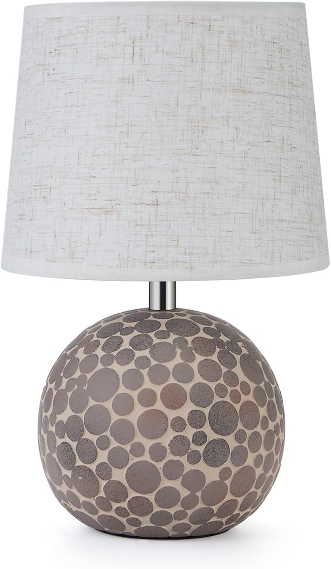 UMEXUS Ceramic Cordless Table Lamp with Timer & Remote - 11.42" Small Rechargeable Battery Operated Lamp with Linen Shade & RGB Dimmable Light for Restaurant Dining Living Bedroom Kitchen Patio Side