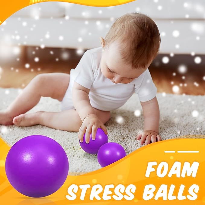 12 Pcs Purple Foam Stress Ball Squeeze Stress Relief Balls for Kids and Adults Hand Exercise Sensory Relief Toys for Anxiety ADHD Autism (Purple)