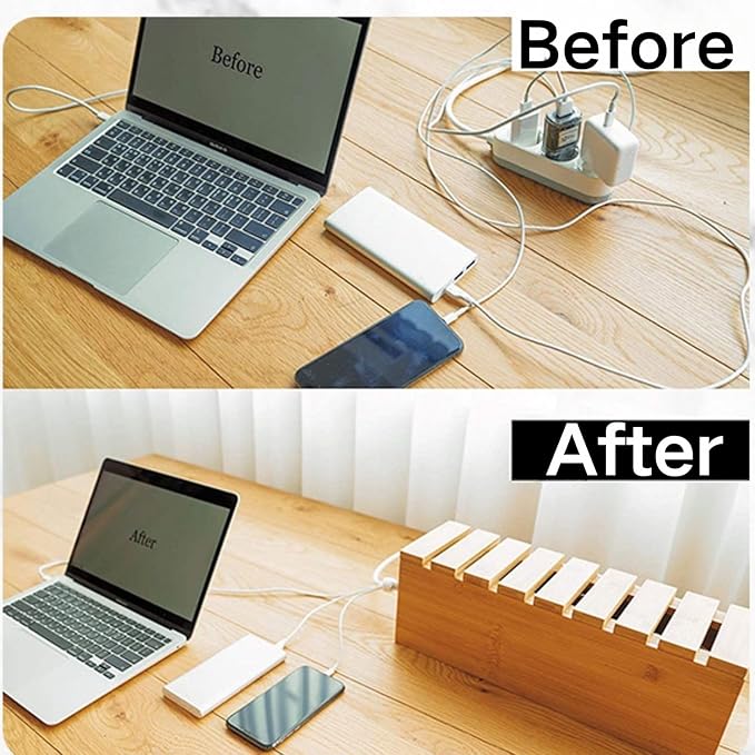 Multiple Charging Station Rack with Cable Box Organizer Cable Management Box to Hide Desktop Cables and Floor Cables, Power Cord Management Box for Cord Management