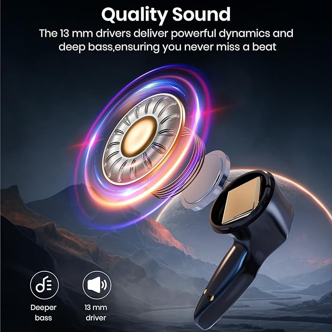 Wireless Earbuds Bluetooth 5.4 Headphones 35H Stereo Deep Bass in-Ear Buds with ENC Call Noise Cool Gaming Bluetooth Headphones with 25ms, IP5 Dual Mode Earphone for Gaming Sport Workout, Black