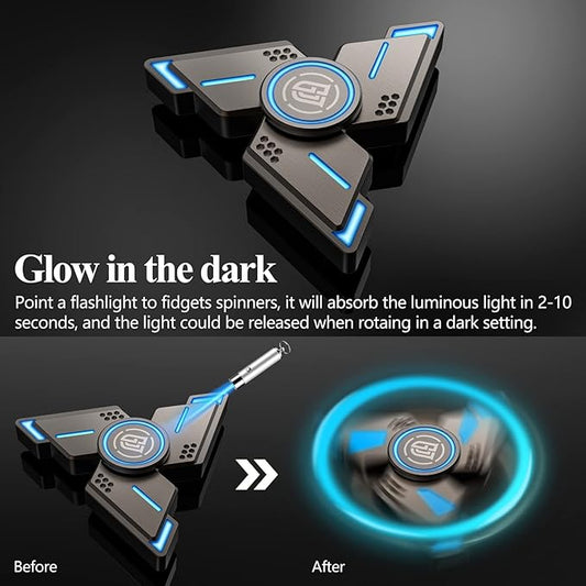 ATESSON Fidget Spinners Toy, 3 to 5 min Spins, Light Up Metal Material Hand Spinner, High Speed Bearing, Stress Relief Anxiety Boredom Desk Toys for Adults and Kids