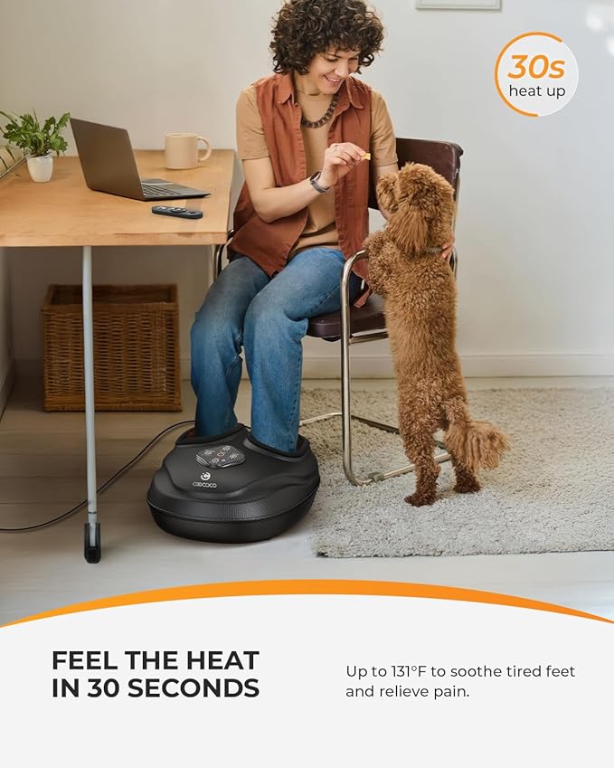 Relaxation Gifts for Women Men Mom Dad, 2025 Upgrade Shiatsu Foot Massager with Heat, FSA Eligible Feet Massager for Plantar Fasciitis & Neuropathy, Adjustable Modes & Compression, Remote Control