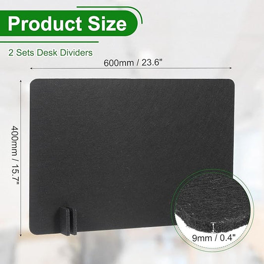 PATIKIL Desk Divider, 2 Set 24 x 16 Inch Acoustic Freestanding Desk Divider Desk Privacy Panel with 8 Pcs Support Feet for Library Office Workstation, Black