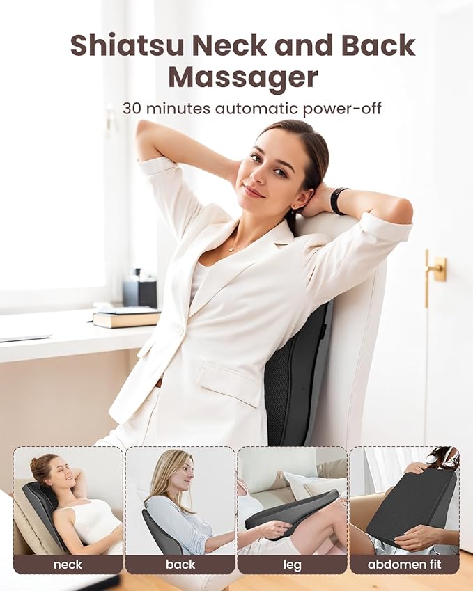 COMFIER Back Massager for Back Pain Deep Tissue 3D Shiatsu Neck Back Massager with Heat & Vibration Massager for Neck Shoulder Back Massage for Chair Heated Massage Cushion, Gifts/Presents for Mom Dad