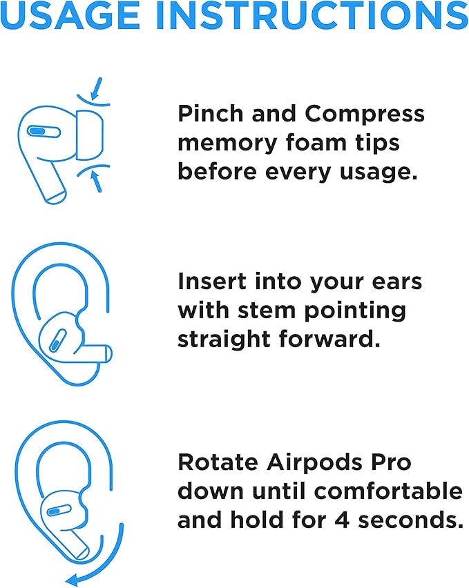 Foam Masters Memory Foam Ear Tips for AirPods Pro 1st & 2nd Gen | Comfortable | Secure | Better Noise Cancellation | Version 3.0 Replacement Buds (Small - 3 Pairs, White)