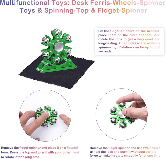 Desk-Toys for Fidget Ferris-Wheel-Spinner: 4mins Kinetic-Spinning Cool-Gadgets, Cool-Stuff Thing Toy for Office School Home Man Women Christmas, Stress-Relief Game Gifts for Adult Teen Children Kid
