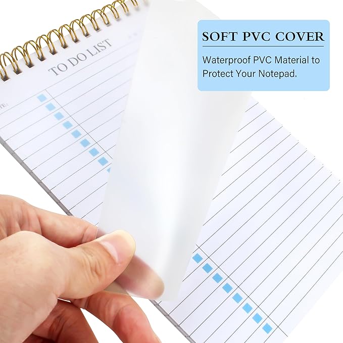 To Do List Notepad, Undated Daily Planner Notepad with To Do List Notebook Checklist Planner Spiral Waterproof Notepad for Office Supplies, School Planner, Blue, 52 Sheets, 5.5"*8.3" A5 Size