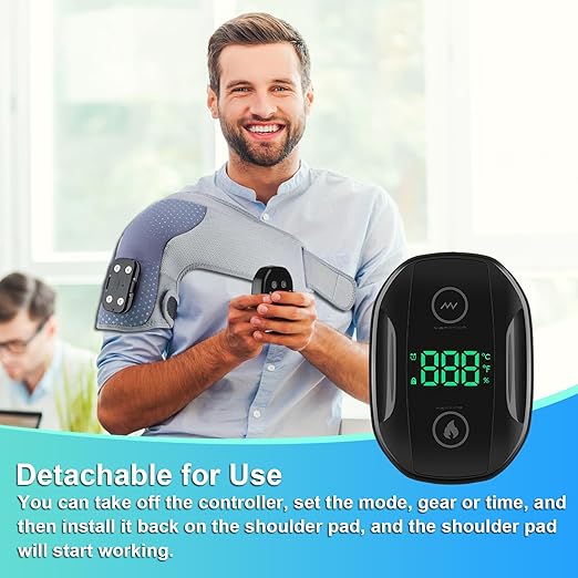 Upgrade Electric Shoulder Wrap for Men Women, Shoulder Heating Pad with Heat Settings/Massager/Timer Modes, Heated Shoulder Braces for Shoulder Deep Issues, Cordless Heating Pad