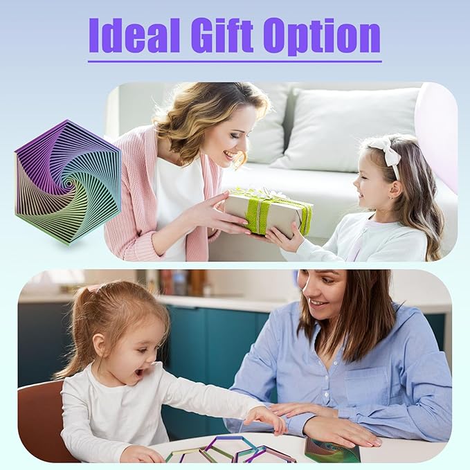 Fractal Fidget Hexagon, 3D Printed Hexagonal Toys,Hexagon Fidget Toy,Infinity Cube Fidget Toy 3D Printed Anxiety Toys for Stress Relief and Desk Fidgeting(5.75in)-(A+B)