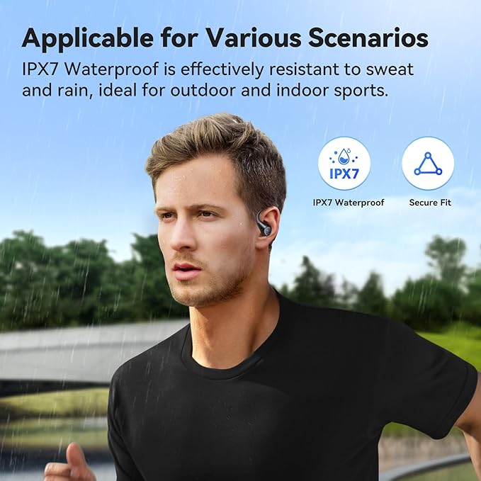 EarFun OpenJump Open Ear Headphones, Wireless Earbuds with Ergonomic Earhook, Hi-Res Sound, LDAC, 4 Mics ENC Call, 42H Playtime, Multipoint Connection, IPX7 Waterproof, Snug Fit for Workout, Running