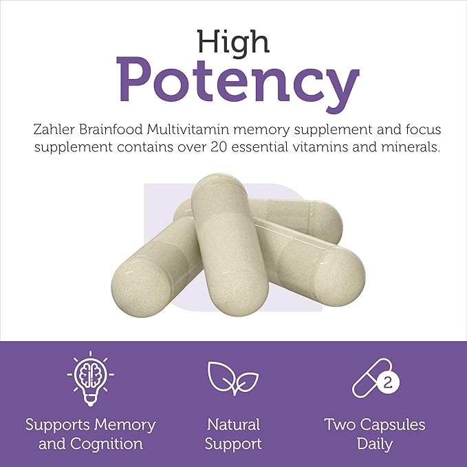 Zahler - Multivitamin Brain Supplement (60 Count) Kosher Brainfood Capsules for Adults with Neuro Factor & Lion's Mane - Nootropic Brain Supplements for Memory Support - Focus Mental Energy Boost