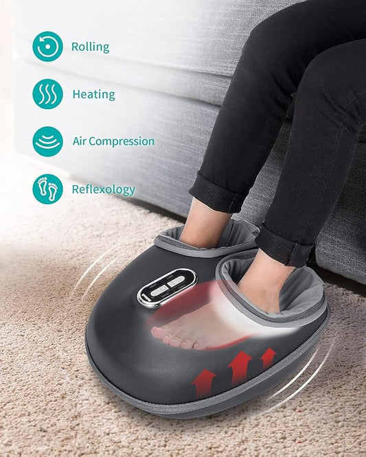 Nekteck Shiatsu Foot Massager Machine and Heat, Air Compression with Deep Kneading Therapy, Relax for Home or Office (Large Size)