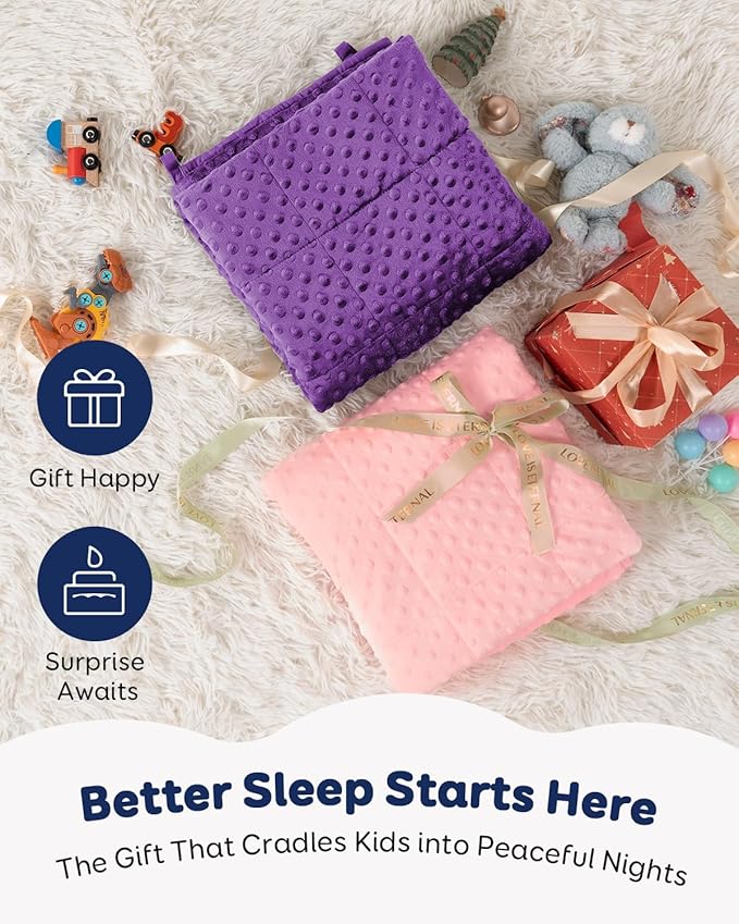 Kivik Weighted Blanket 5 Pounds, Cooling Soft Minky Dotted Heavy Blankets Throw for Better Relaxing & Sleeping, Machine Washable, 36 x 48 Inches, Purple