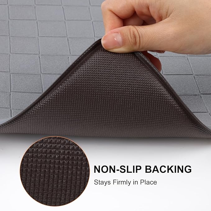 HEBE Anti Fatigue Kitchen Mats for Floor 3 Piece Set Non Slip Waterproof Comfort Standing Mat Runner for Home Office, Sink, Laundry