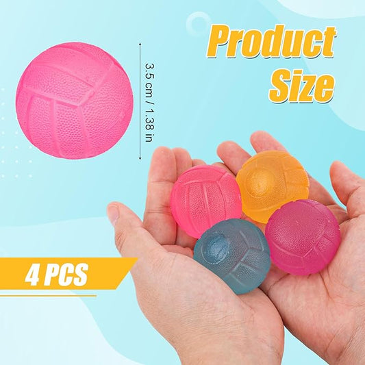 4pcs Stress Relief Toys Balls, Assorted Colors Maltose Filled Stress Toys Durable Slow Rising Sugar Balls for Anxiety ADHD & Autism Classroom Prizes (Volleyball)