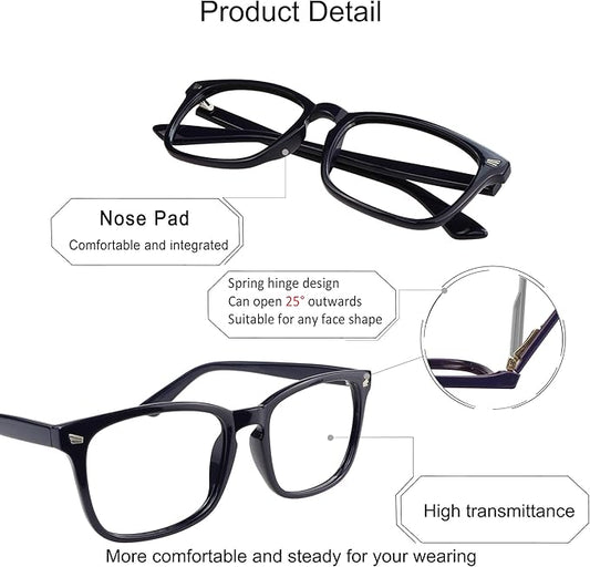 YEIN Bifocal Reading Glasses with Blue Light Blocking Lenses, Bifocal Reader for Women and Men, Vintage Square frame with Spring Hinge (+0.50/+2.50 magnification)