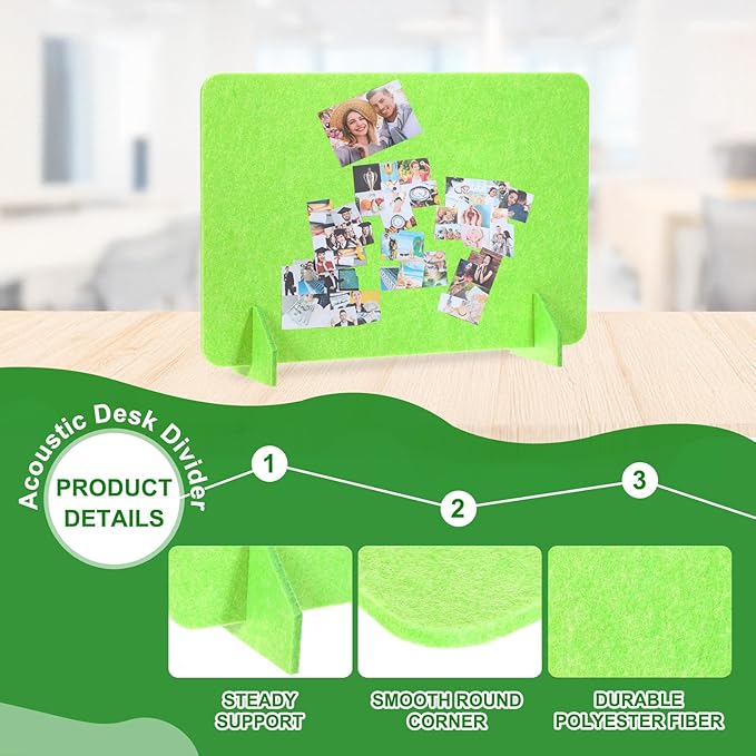 PATIKIL Desk Divider, 2 Set 24 x 16 Inch Acoustic Freestanding Desk Divider Desk Privacy Panel with 4 Pcs Support Feet for Library Office Workstation, Green