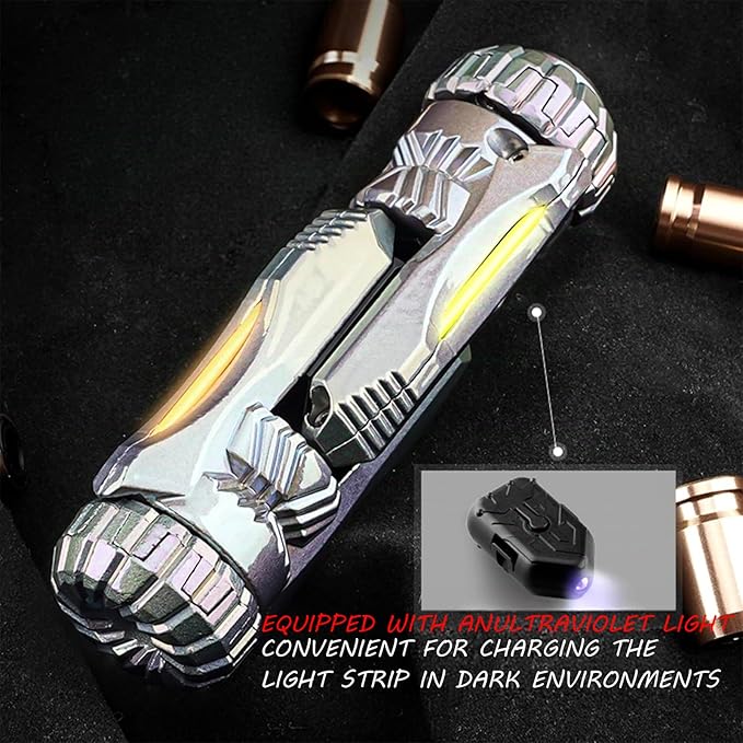 SKEDC Fidget Toys Adults, Alloy Fidget Slider Fidget Clicker Fidget Spinner, EDC Laucher Toy ADHD Tools Executive Desk Toy for Keep Focus & Relief Stress, Cool Gadgets for Men (Night Light Silver)