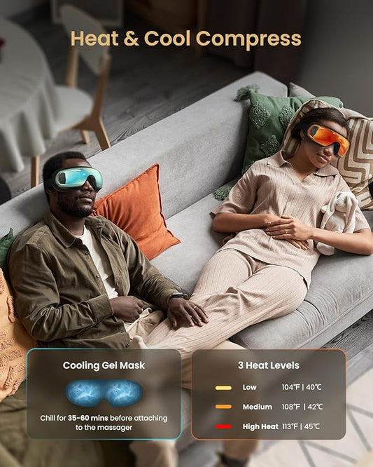 RENPHO Eyeris 3 Eye Massager with Heat and Cooling, Birthday Gifts for Women/Men, Voice Control Eye Mask with Removable Gel Mask & DIY Massage Settings, Eye Care Devices for Migraine