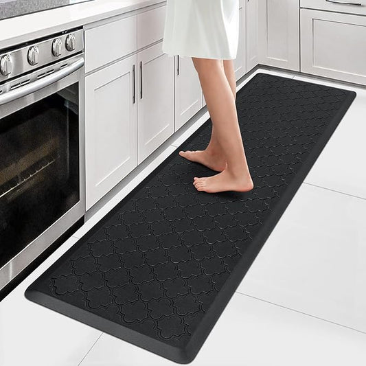 WISELIFE Kitchen Mat Cushioned Anti Fatigue Floor Mat,17.3"x60", Thick Non Slip Waterproof Kitchen Rugs and Mats,Heavy Duty Foam Standing Mat for Kitchen,Floor,Home,Desk,Sink,Laundry, Black