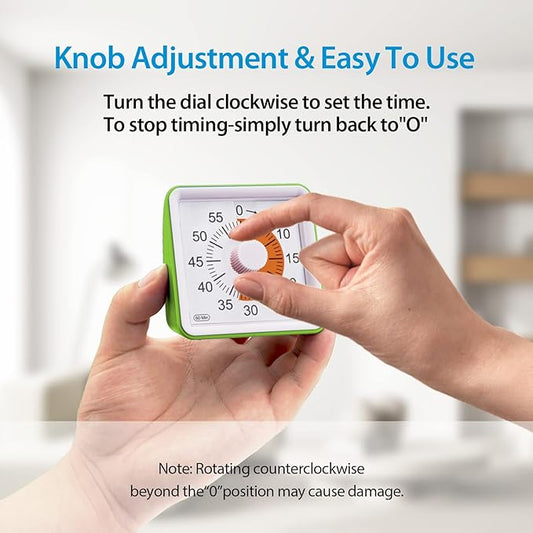 NGTeco 60 Minute Visual Countdown Timer, Classroom Visual Time for Kids and Adults - Kitchen Timer Clock, Silent Time Management Tool