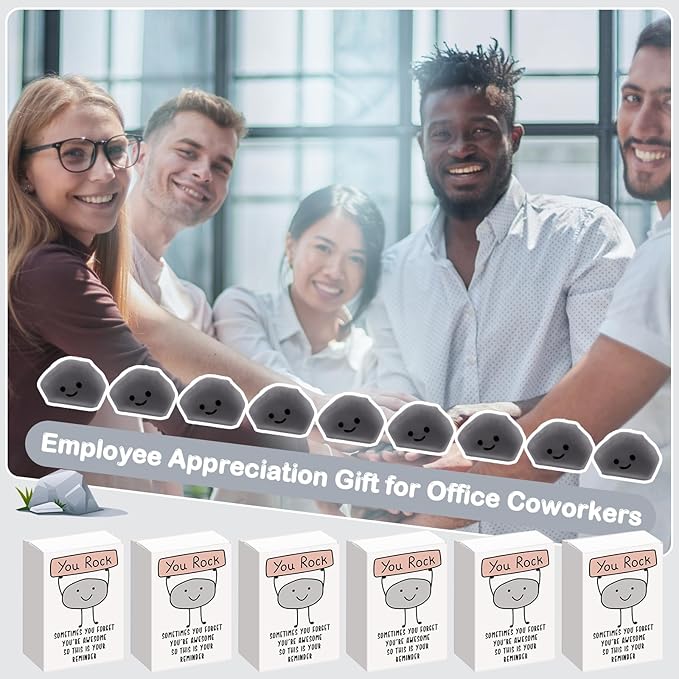 Wettarn 36 Sets You Rock Gifts Cute Stress Balls with Support Gift Boxes Inspirational Party Favors for Employee Coworker Friends Office Positive Relief Toys