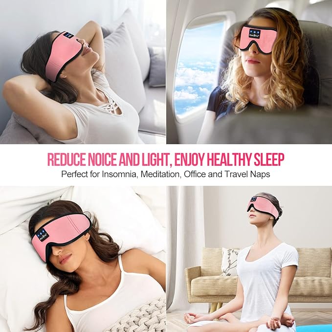 MUSICOZY Bluetooth 5.4 Sleep Headphones, Wireless Eye Mask Headband for Side Sleepers, Sleeping Mask with HD Stereo Sound, Cool Tech Gadgets for Women, Men, Air Travel, Unique Gifts