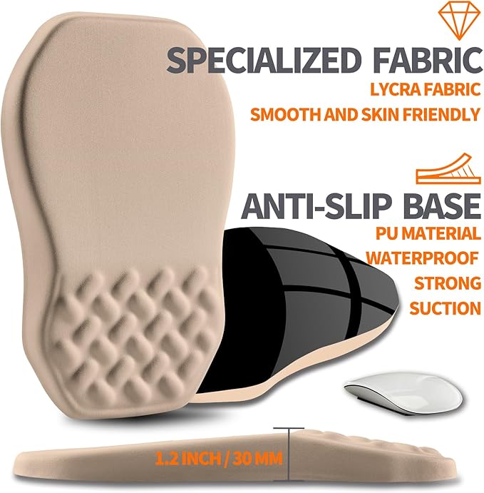 Ergonomic Slope Mouse Pad Wrist Support, Wrist Rest Mousepad for Carpal Tunnel Pain Relief with Massage Bulge and Slow Rebound Memory Foam (12x8 inch, Sand Color)