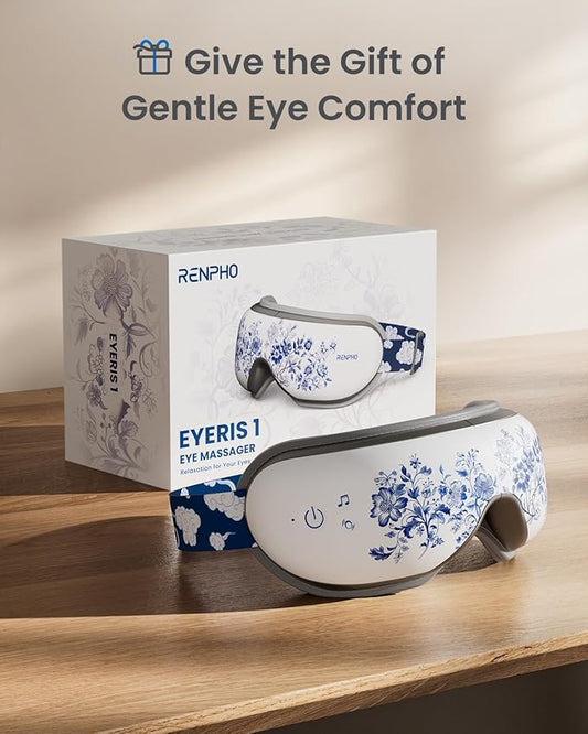 RENPHO Eyeris 1 Eye Massager with Heat, Birthday Gifts for Mom Dad Women Men Her Him, Sleep Mask with Heat Bluetooth Music, Relax Eye