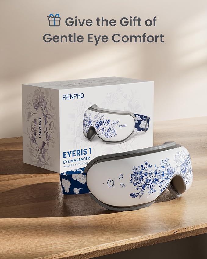 RENPHO Eyeris 1 Eye Massager with Heat, Birthday Gifts for Mom Dad Women Men Her Him, Sleep Mask with Heat Bluetooth Music, Relax Eye