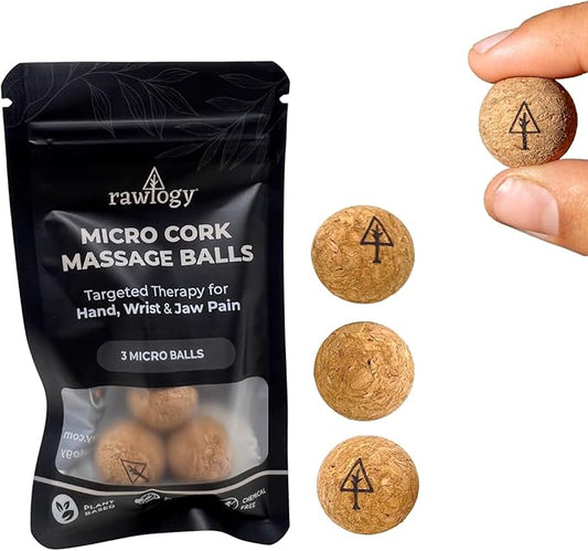 Travel Cork Massage Ball | Lightweight, Sustainable Alternative to Lacrosse Ball for Muscle Pain Relief (Extra Small 0.75 Inch (Pack of 3), Sanded Cork)