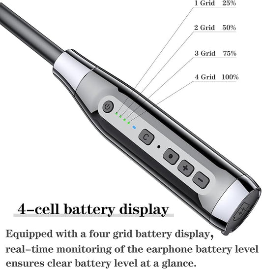 Wireless Bluetooth 5.0 Neck Earbuds with 100 Hours of Playback, IPX5 Waterproof Sports Earphones with Microphone, Magnetic, TF Card Slot, for Gym Running Exercises (A12)