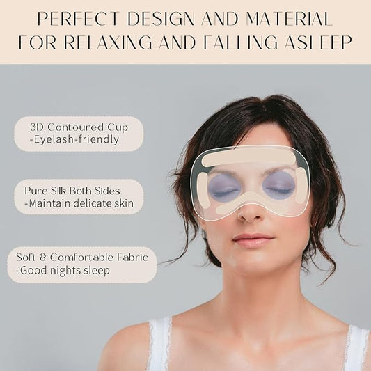 100% 22 Momme Mulberry Silk Sleep Mask, Eye Cover for Sleeping, Blackout 3D Sleep Masks for Lash Extensions with Adjustable Strap for Men and Women (Burgundy)