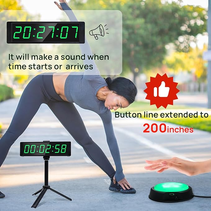 YZ Gym Timer Clock for Home Gym, Fitness Timer with Stopwatch Button, Large Digital Stopwatch Countdown Clock, 12/24H Digital Wall Clock, with Stand