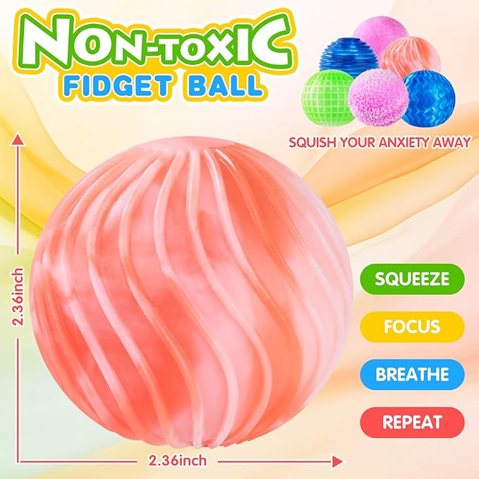 Magic Flour Stress Balls for Kids - 6 Pack Fidget Toys Squishy, Squeezy, Stretchy Sensory Balls - Color-Changing Fun for Anxiety Relief, Party Favors, Classroom Prizes, and Stress Relief Gifts