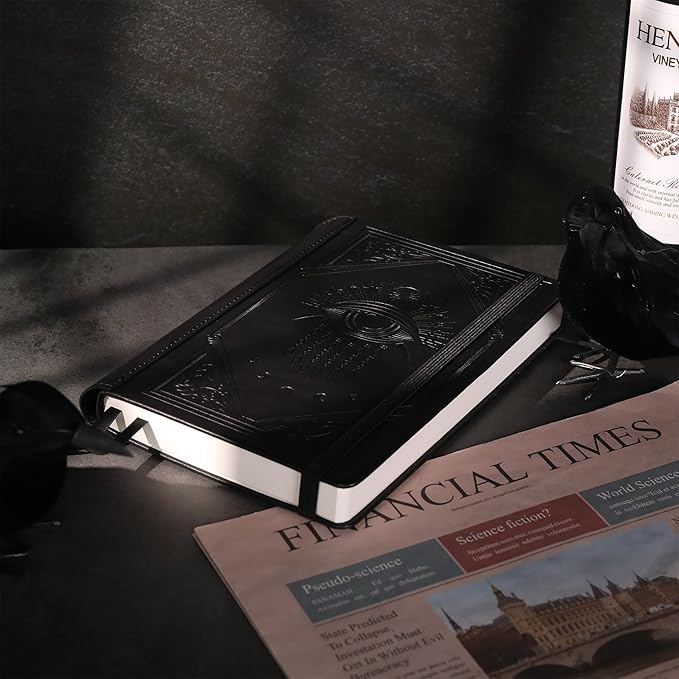 TIEFOSSI Lined Journal Notebook for Women Men, Leather Journal with Pen, A5 Evil Eye Hardcover Notebook for Work, Journaling, Travel & School, 100 GSM Thick Paper, 320 Numbered Pages, 6.2 x 8.3 in