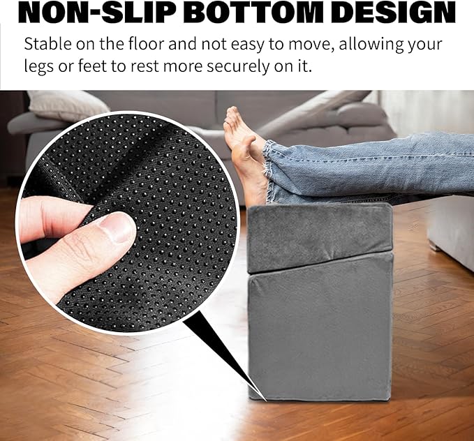 Adjustable Foot Rest Under Desk with 3 Adjustable Heights & High-Density Foam – Ergonomic Footrest for Office, Home, Travel & Airplane, Removable Washable Cover for Back Pain Relief & Posture Support