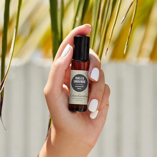 Edens Garden Vanilla Sandalwood Essential Oil Roll-On Blend- 100% Pure Premium Grade, Natural, Therapeutic, Aromatherapy, Kid Safe, Best for Gifts, Wellness, Relaxation Pre-Diluted 10 ml (.33 fl oz)