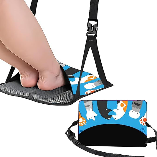 Airplane Footrest Adjustable Feet Rest for Plane Easy to Use Foot Hammock Airplane Travel Essentials Portable Light Leg Hammock for Plane Travel Accessories for Adult (Cat Paw, 4 Pack)